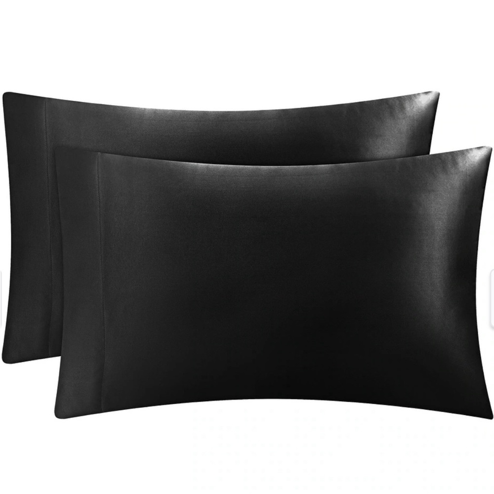 Juicy Couture , Twin Silk Satin Bed Sheet Set, Deep Pocket 4 Piece Set Black - Picture 3 of 4